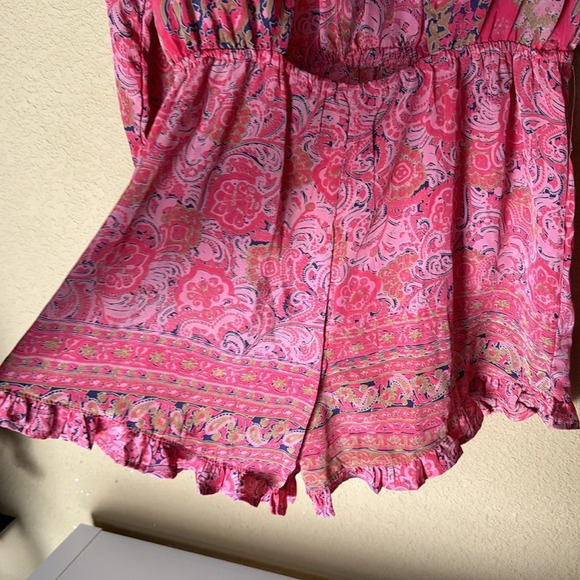 RAGA Boho Printed Tie Front Romper Nidhi Pink Paisley. XS - Picture 4 of 6